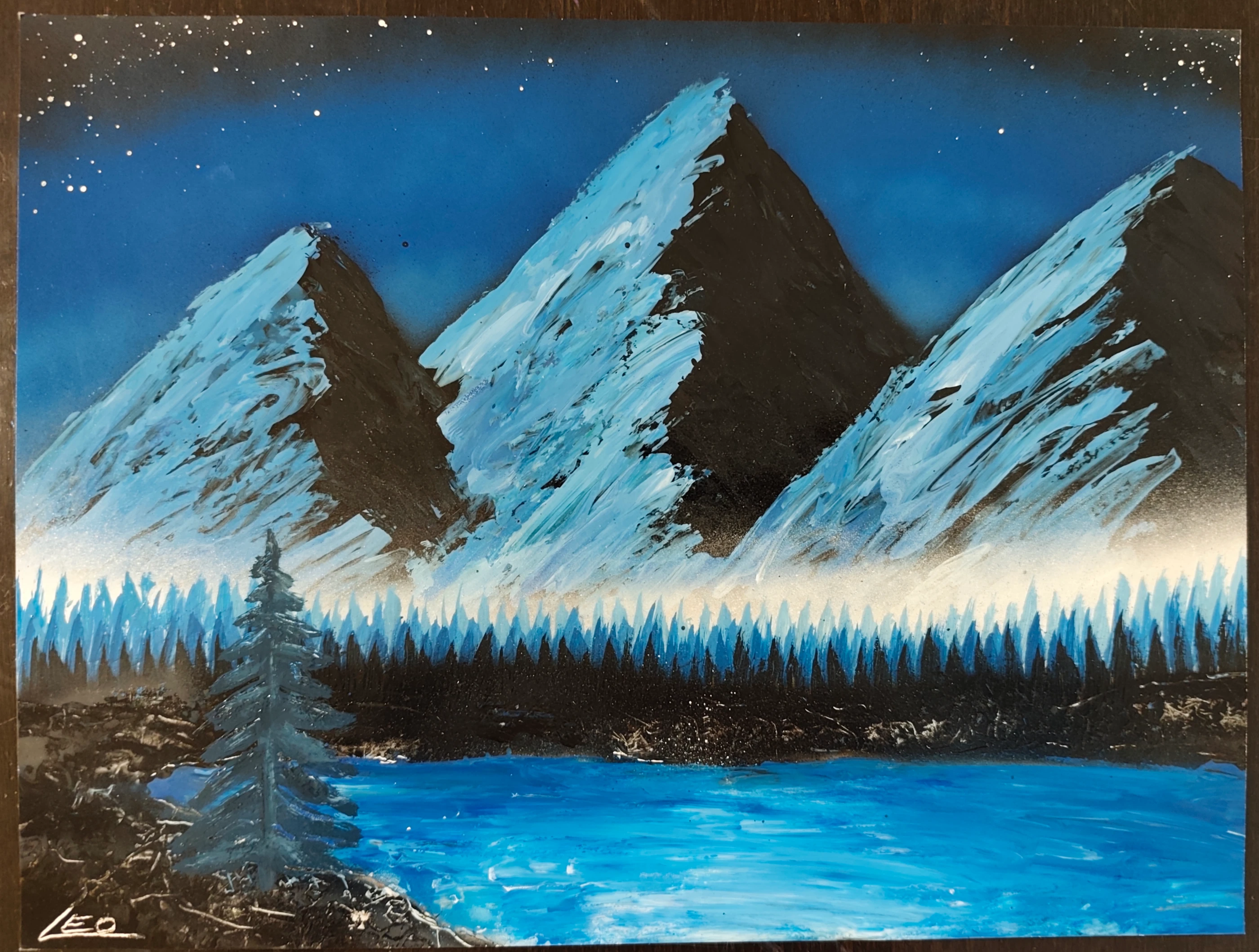 three mountains on the blue lake