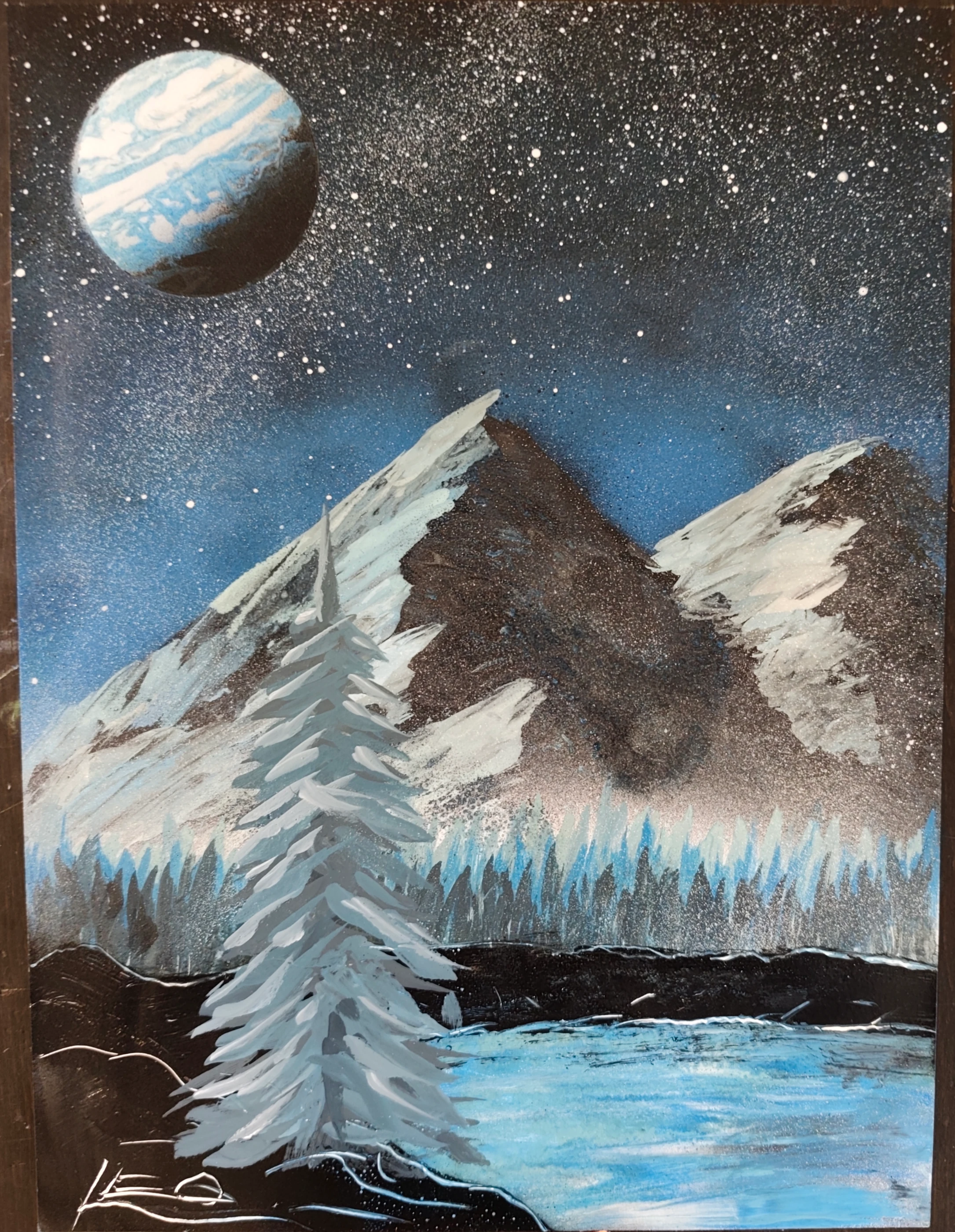 blue moountain and lake